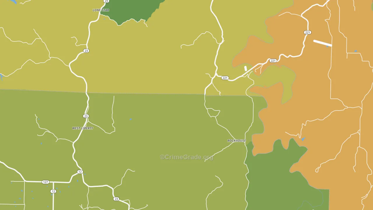 Rockhouse, AR Map of Theft Rates