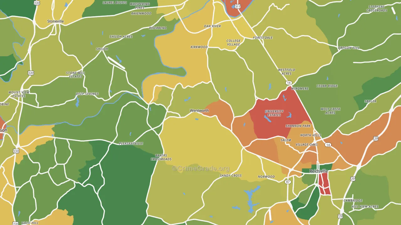 Rockingham County, NC Map of Theft Rates