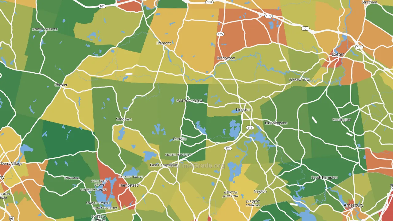Rockingham County, NH Map of Theft Rates