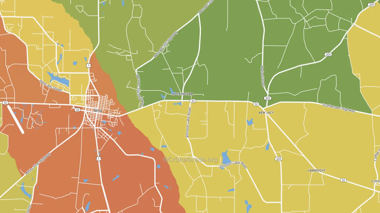 Rockingham, GA Map of Theft Rates