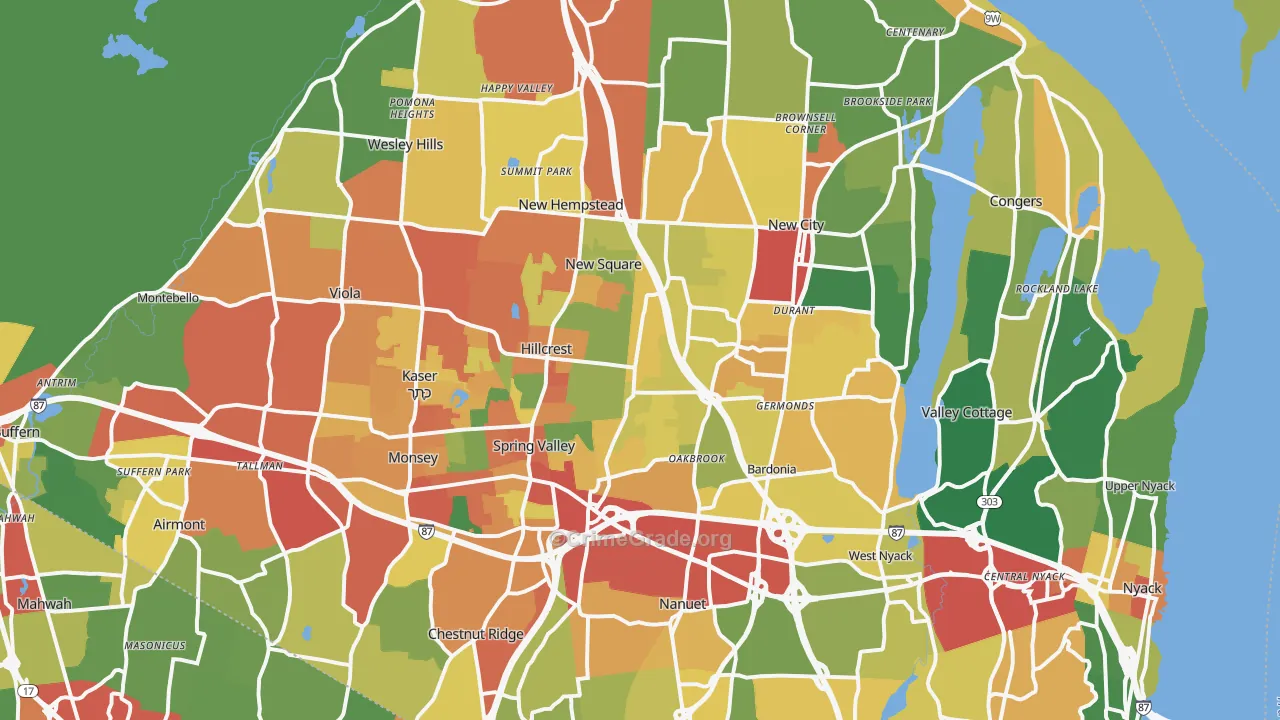 Rockland County, NY Map of Theft Rates