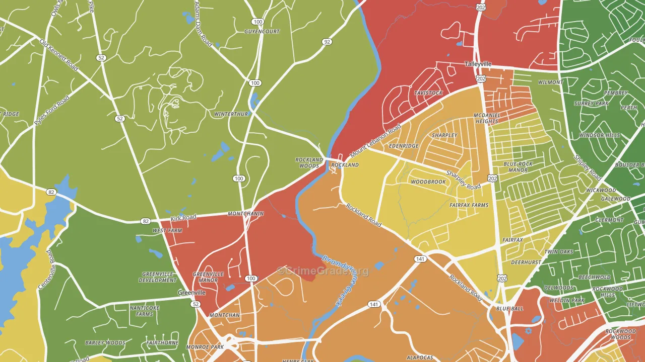 Rockland, DE Map of Theft Rates