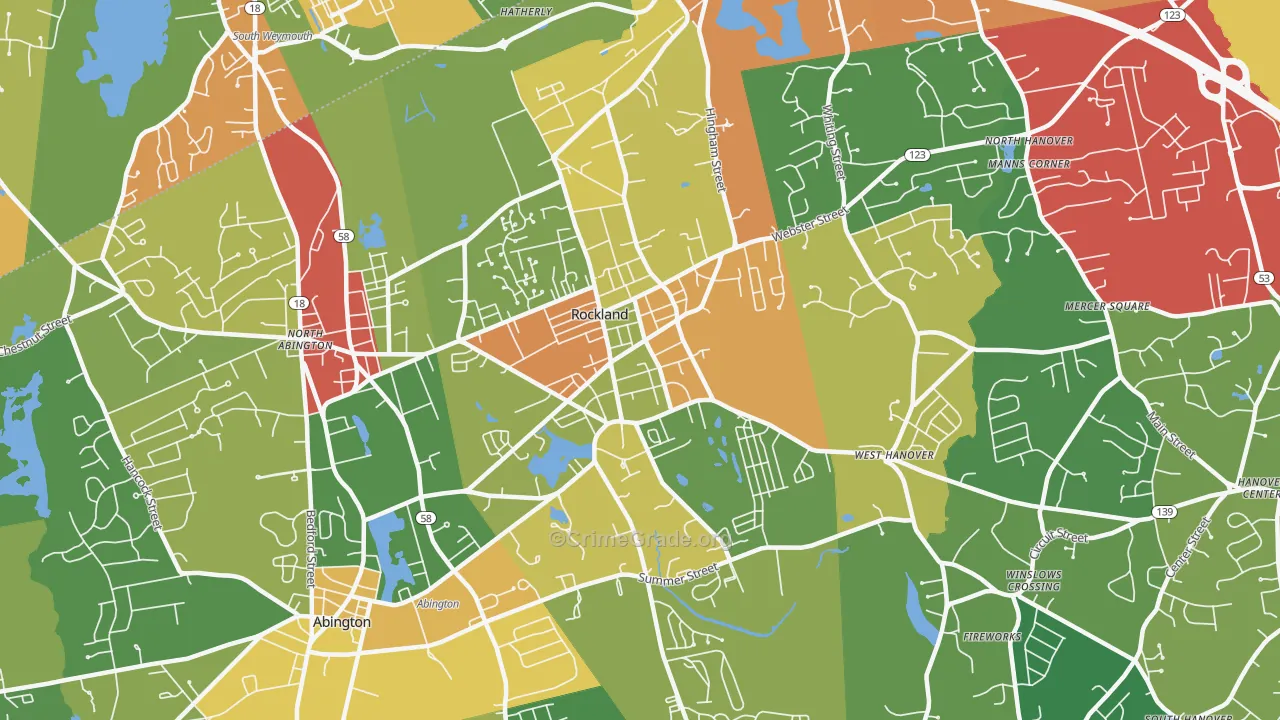 Rockland, MA Map of Theft Rates