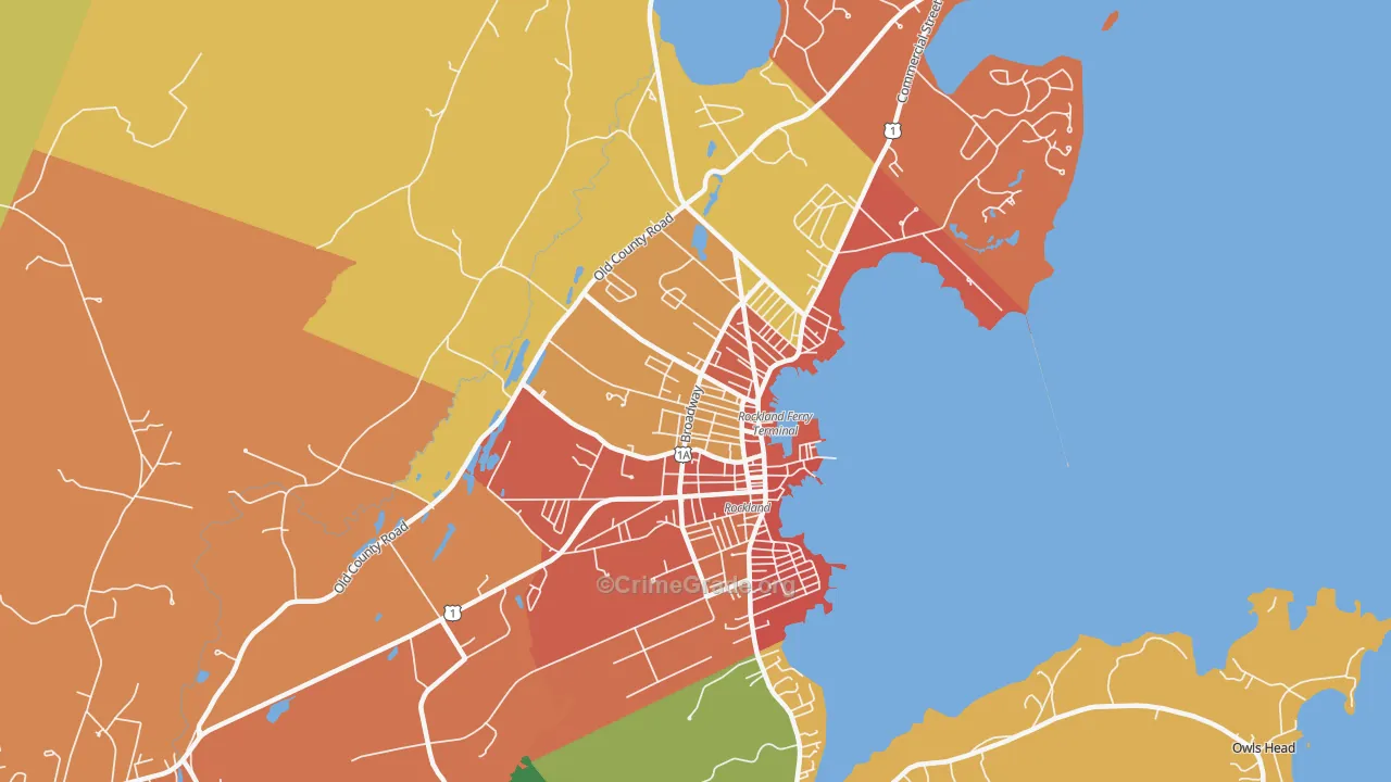 Rockland, ME Map of Theft Rates