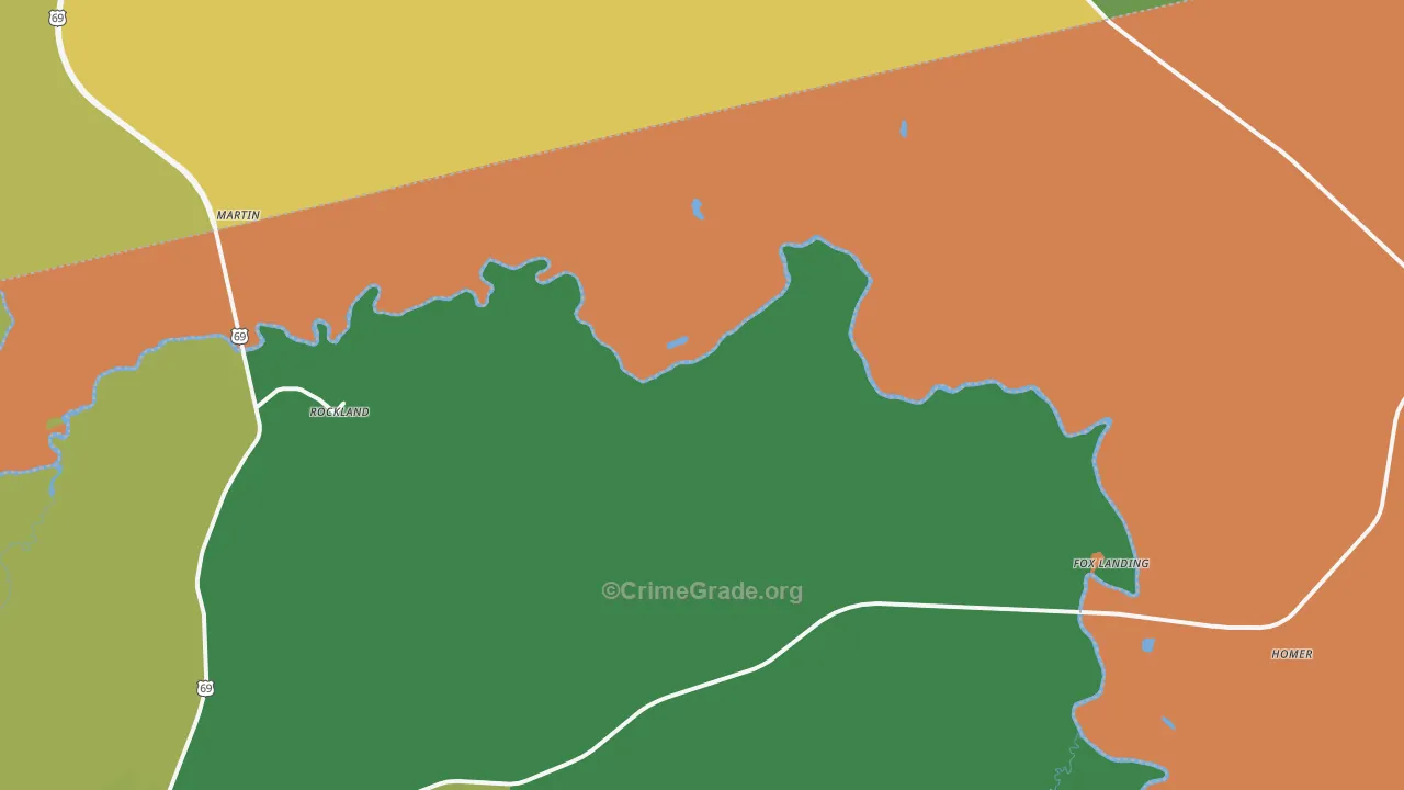 Rockland, TX Map of Theft Rates