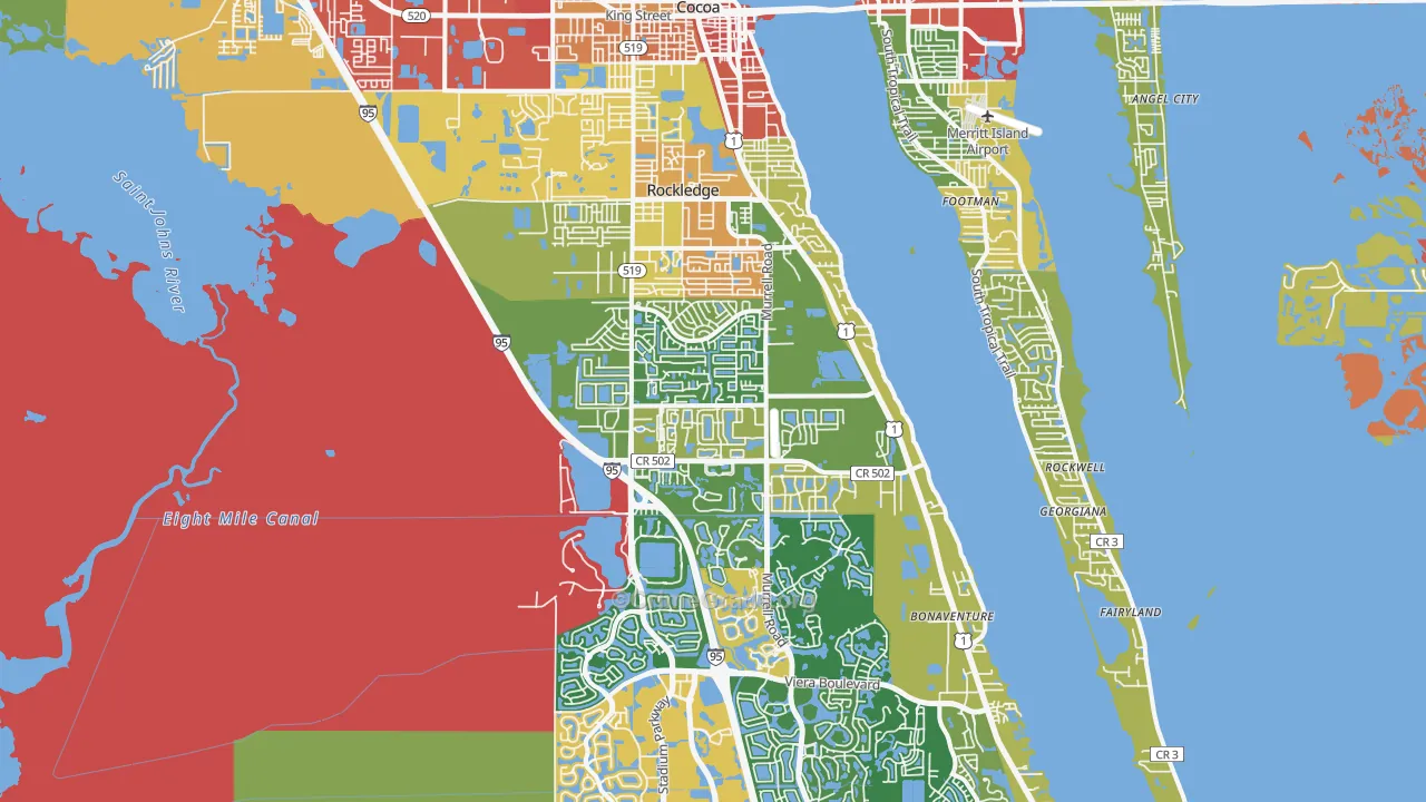 Rockledge, FL Map of Theft Rates