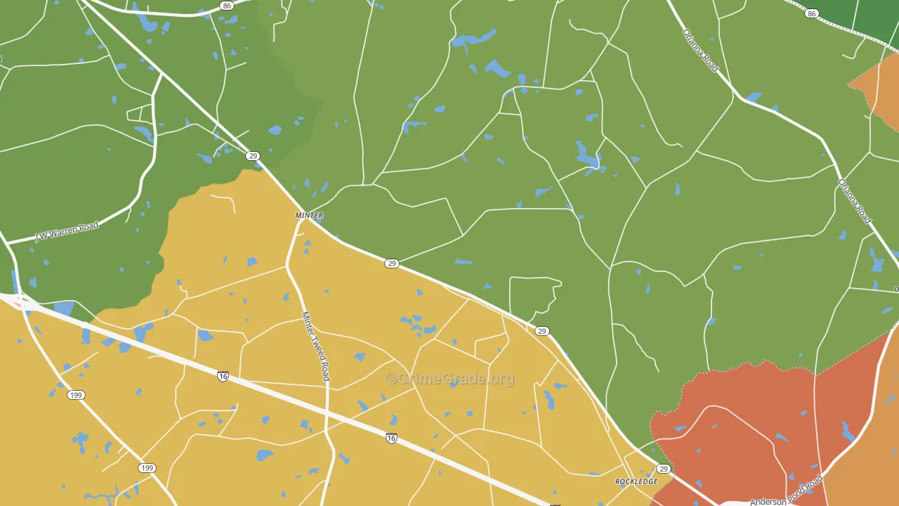 Rockledge, GA Map of Theft Rates