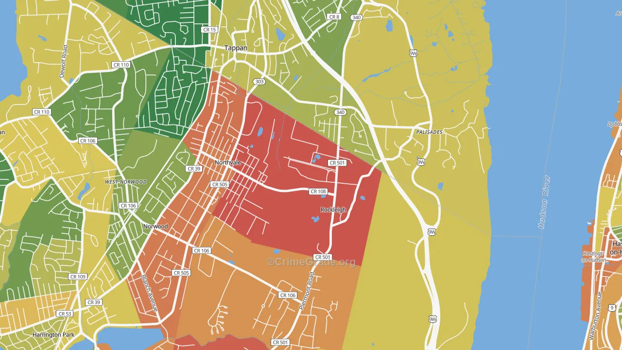 Rockleigh, NJ Map of Theft Rates
