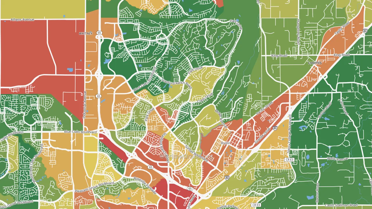 Rocklin, CA Map of Theft Rates