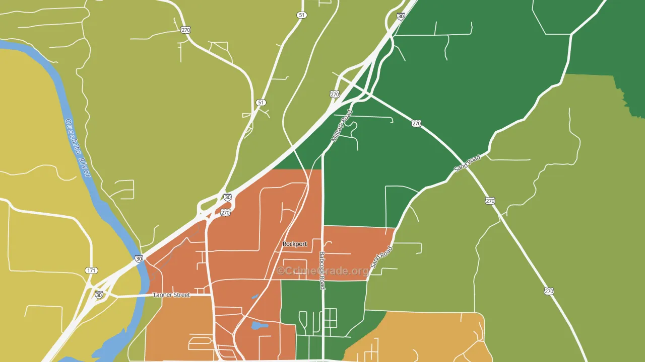 Rockport, AR Map of Theft Rates