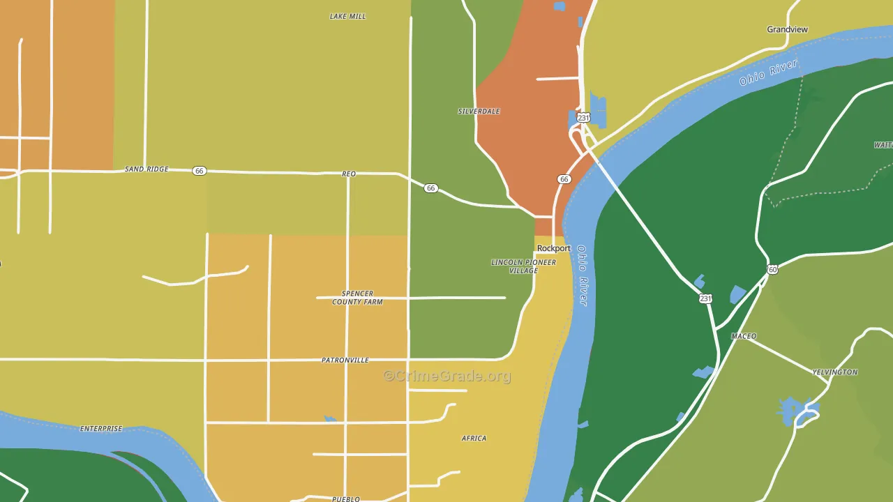 Rockport, IN Map of Theft Rates