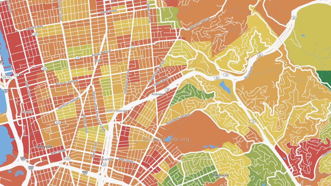 Rockridge, Oakland, CA Map of Theft Rates