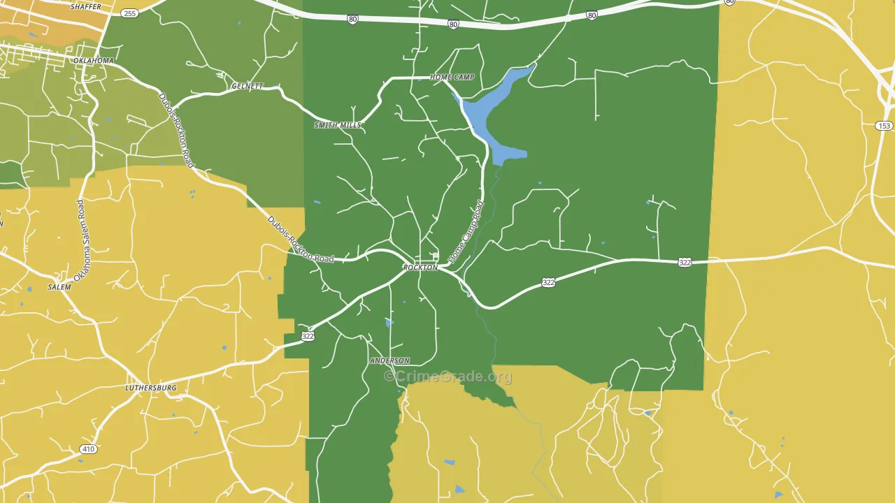 Rockton, PA Map of Theft Rates