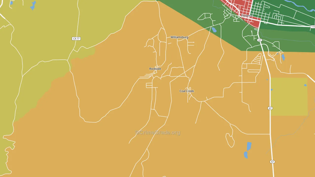 Rockvale, CO Map of Theft Rates