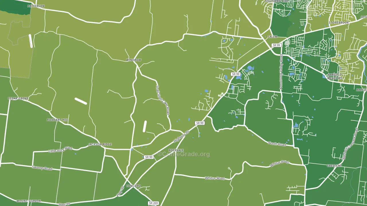 Rockvale, TN Map of Theft Rates