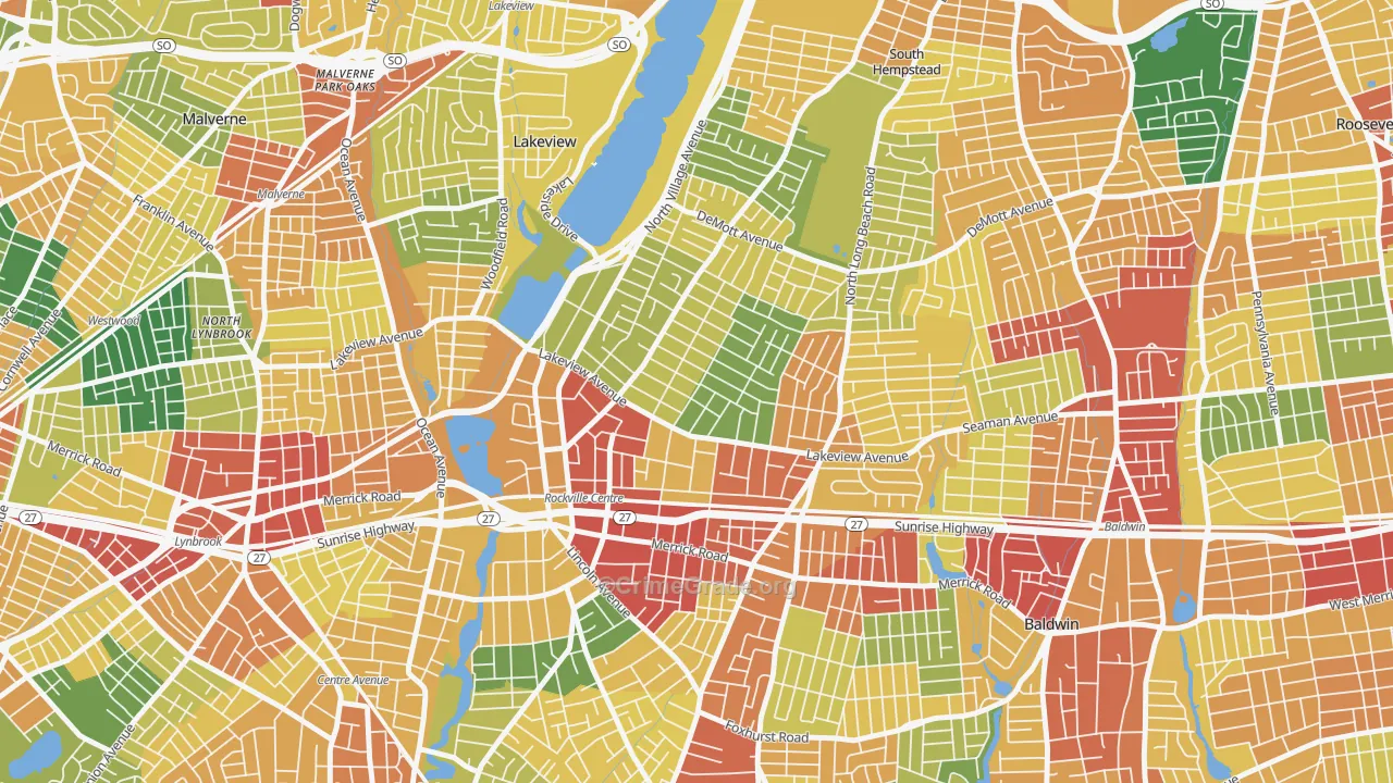 Rockville Centre, NY Map of Theft Rates