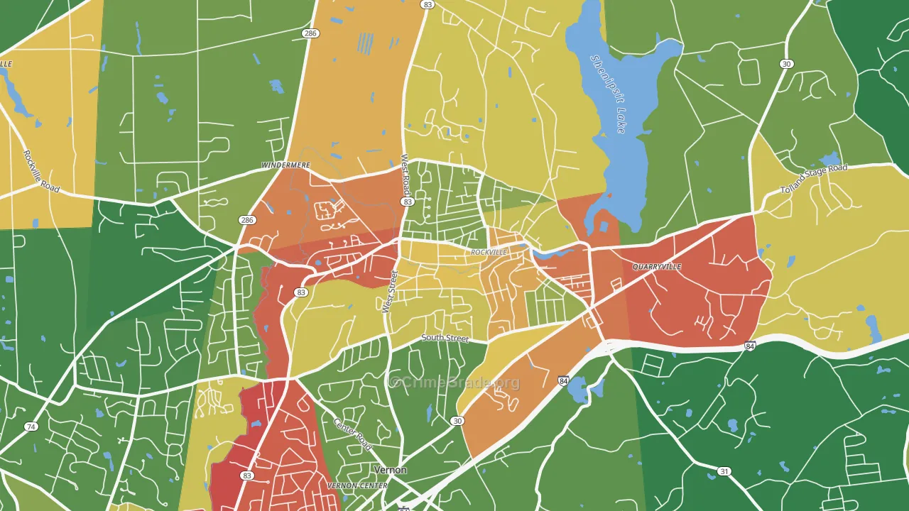 Rockville, CT Map of Theft Rates
