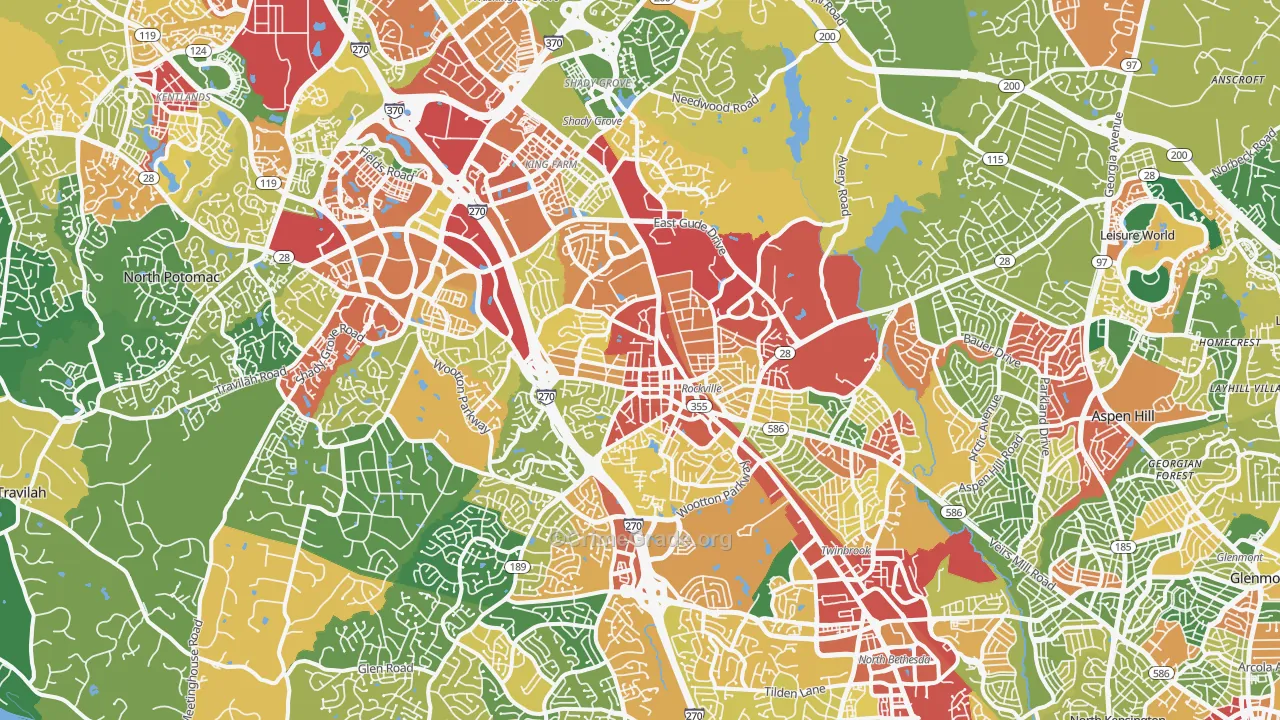 Rockville, MD Map of Theft Rates