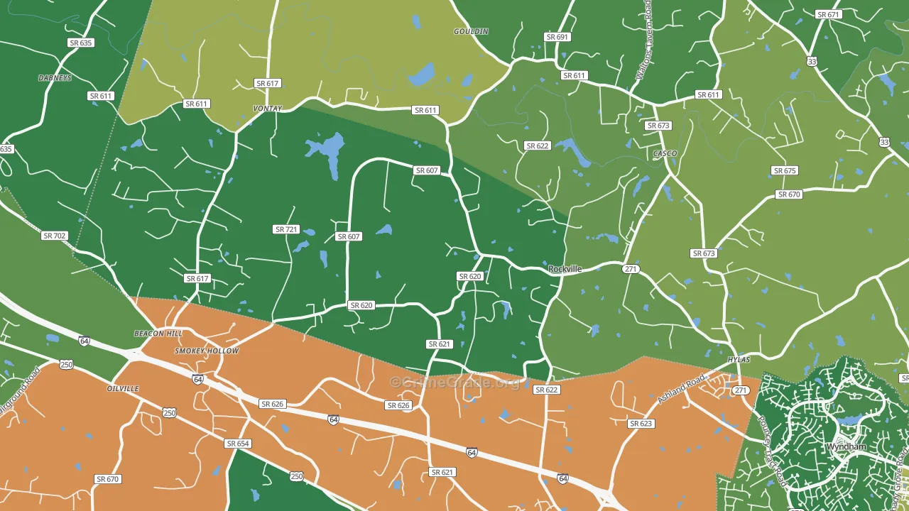 Rockville, VA Map of Theft Rates