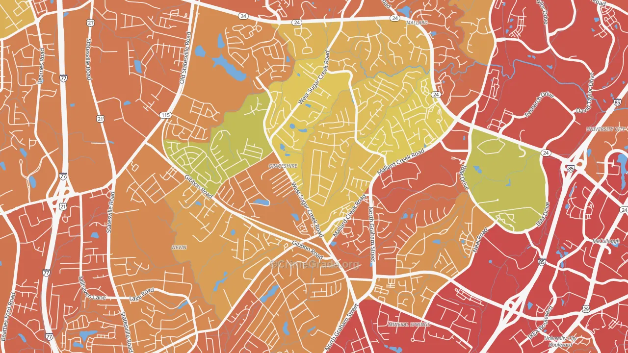 Rockwell Park-Hemphill Heights, Charlotte, NC Map of Theft Rates