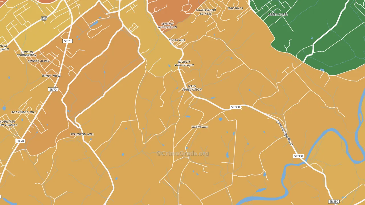 Rockwood Hill, TN Map of Theft Rates