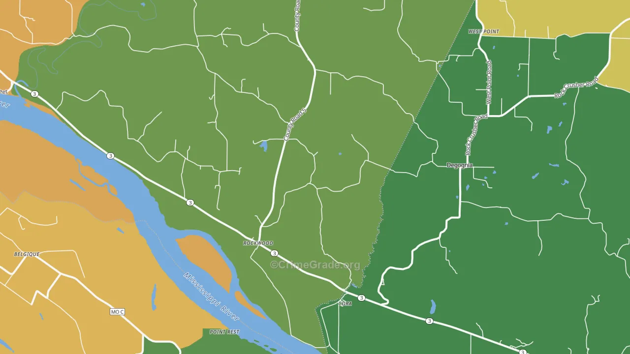 Rockwood, IL Map of Theft Rates
