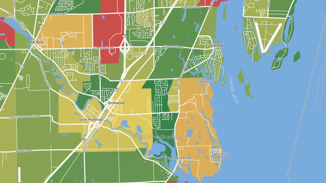 Rockwood, MI Map of Theft Rates