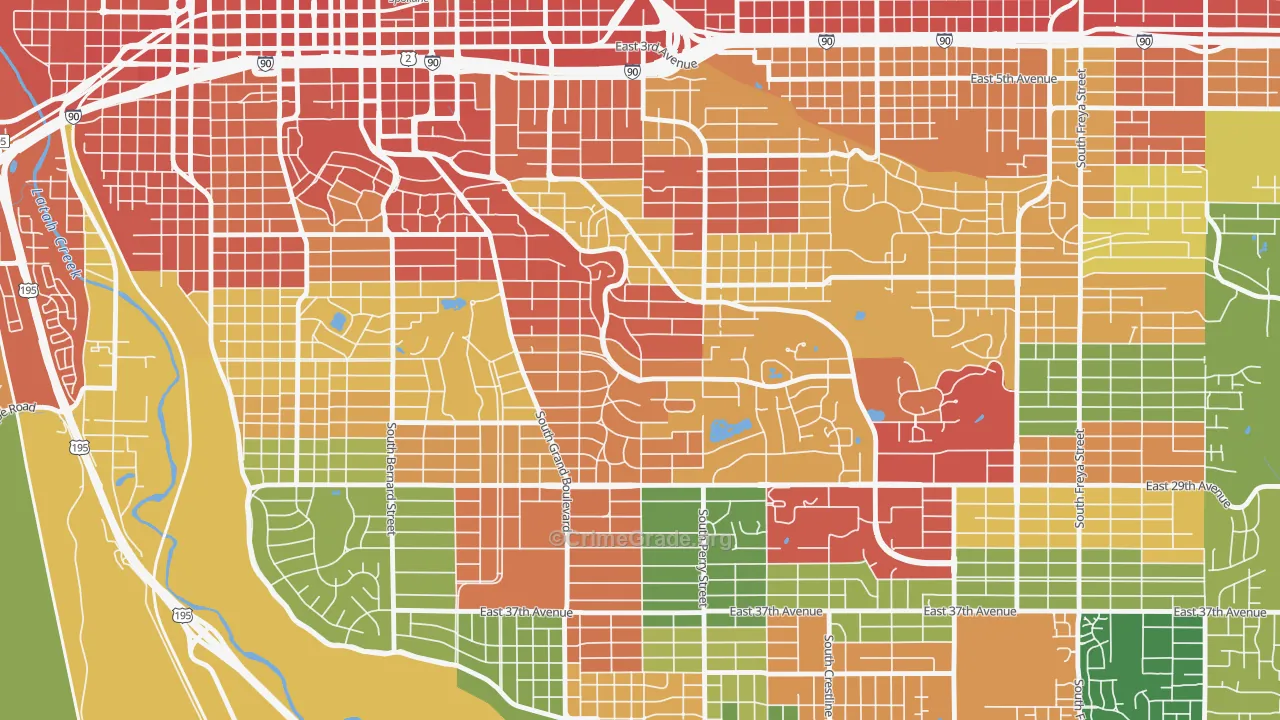 Rockwood, Spokane, WA Map of Theft Rates