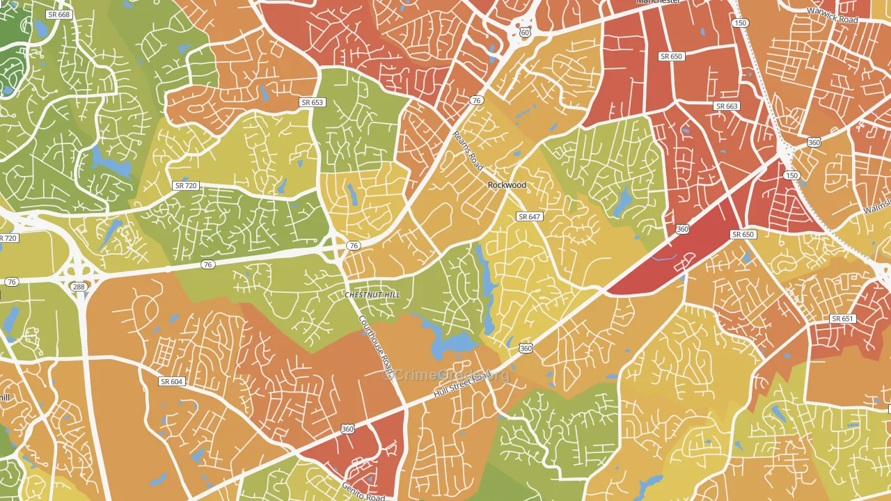 Rockwood, VA Map of Theft Rates