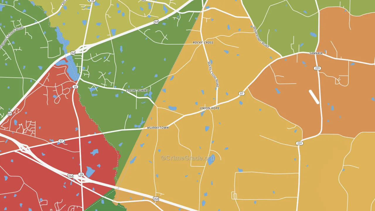 Rocky Cross, NC Map of Theft Rates