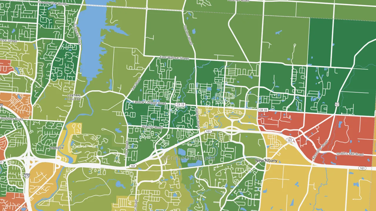 Rocky-Fork Blacklick Accord, Westerville, OH Map of Theft Rates