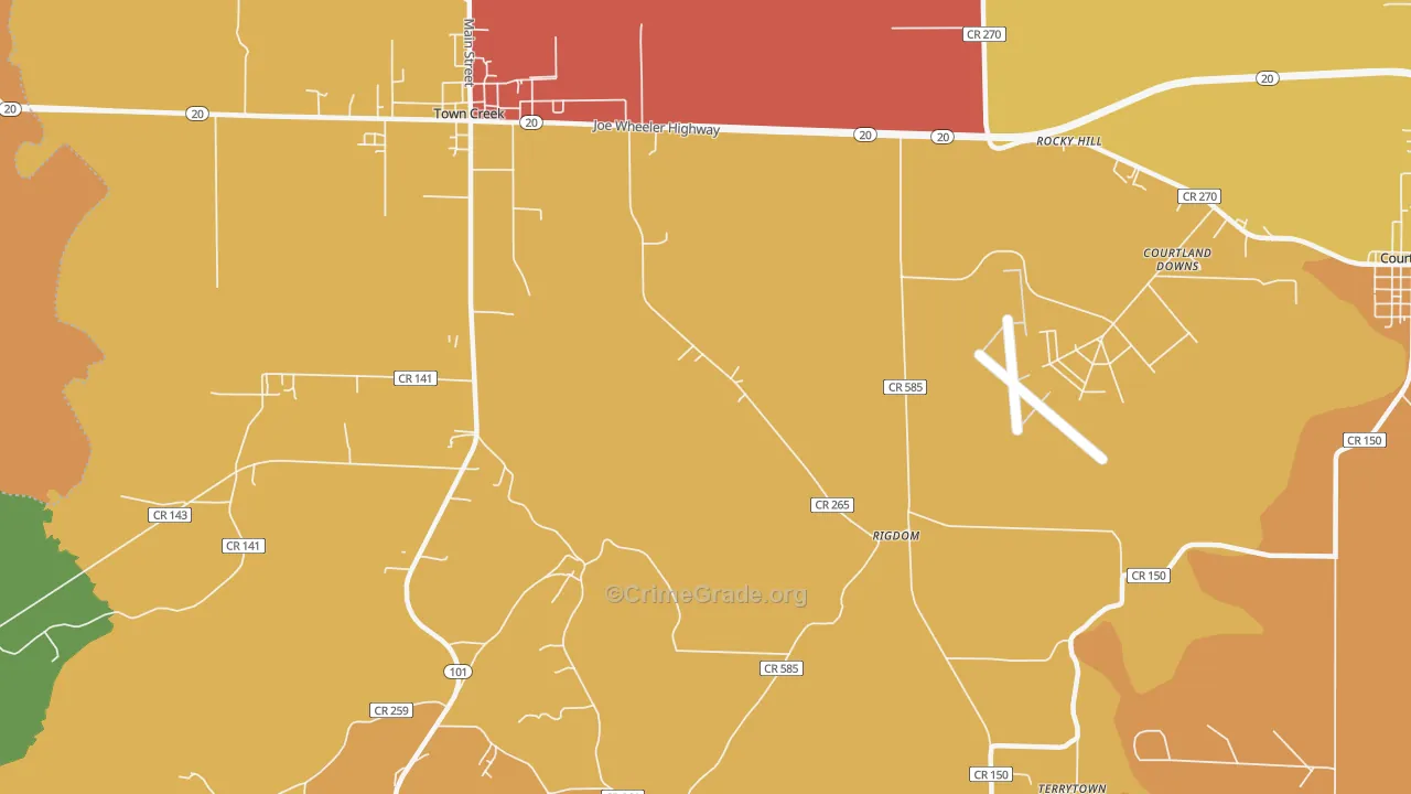 Rocky Hill, AL Map of Theft Rates