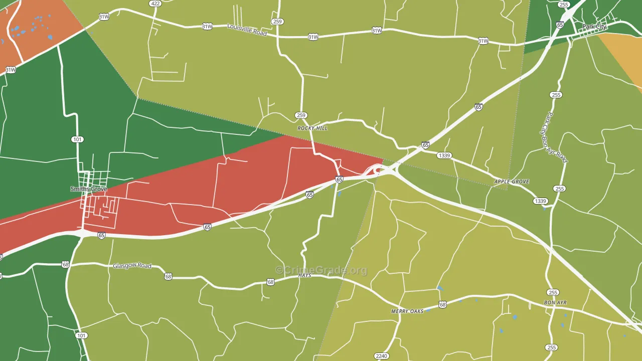 Rocky Hill, KY Map of Theft Rates
