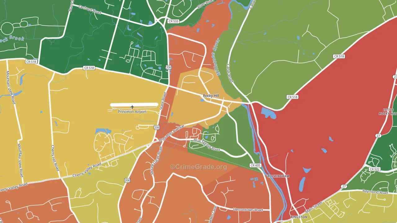 Rocky Hill, NJ Map of Theft Rates