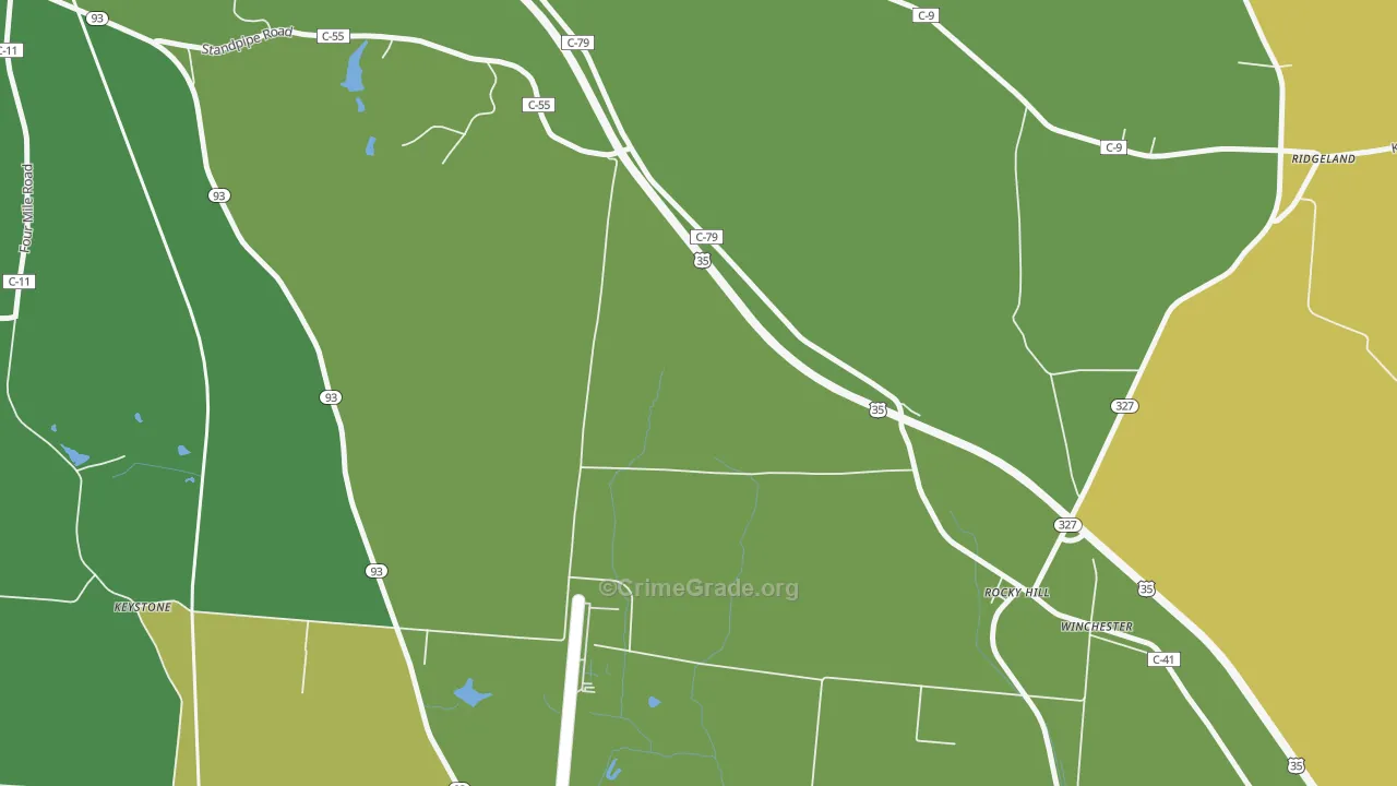 Rocky Hill, OH Map of Theft Rates