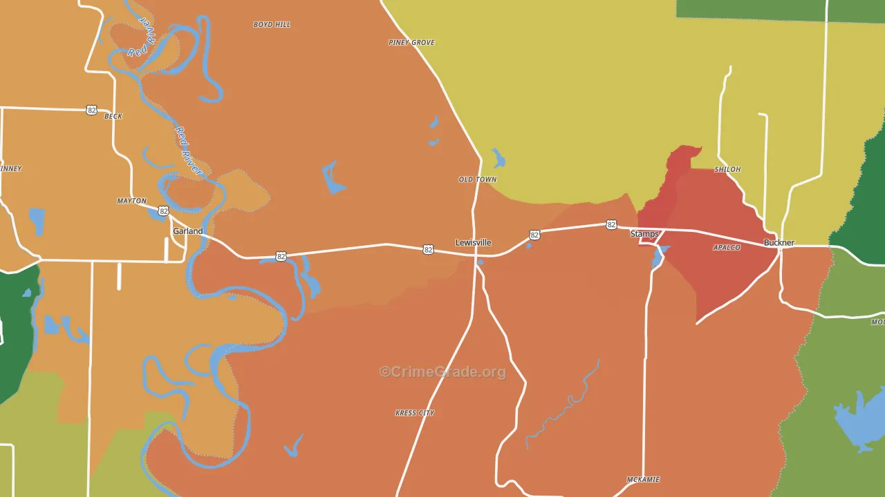 Rocky Mound, AR Map of Theft Rates