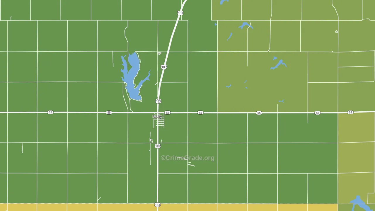 Rocky, OK Map of Theft Rates