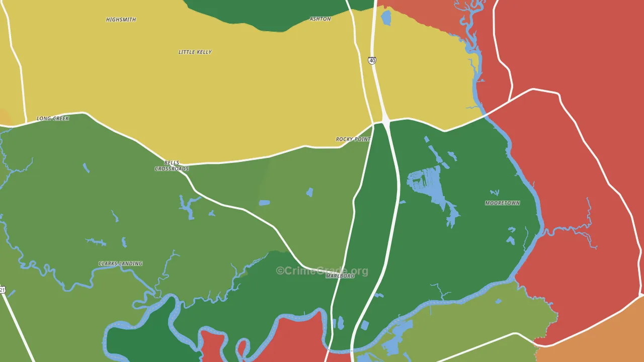 Rocky Point, NC Map of Theft Rates