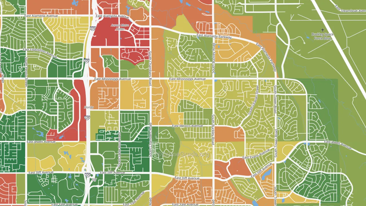 Rocky Ridge, Aurora, CO Map of Theft Rates