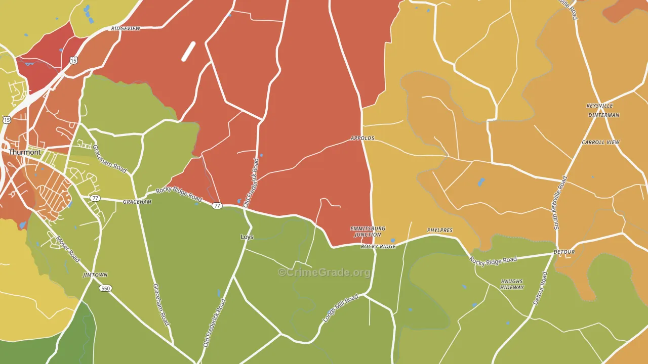 Rocky Ridge, MD Map of Theft Rates