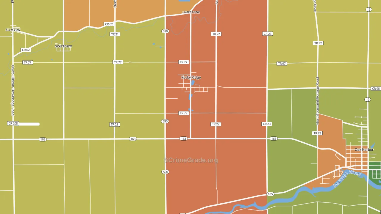 Rocky Ridge, OH Map of Theft Rates