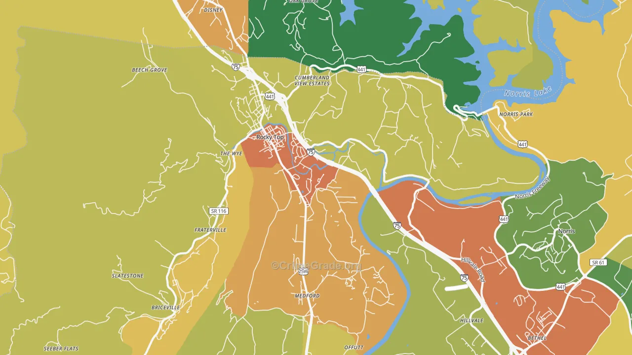 Rocky Top, TN Map of Theft Rates
