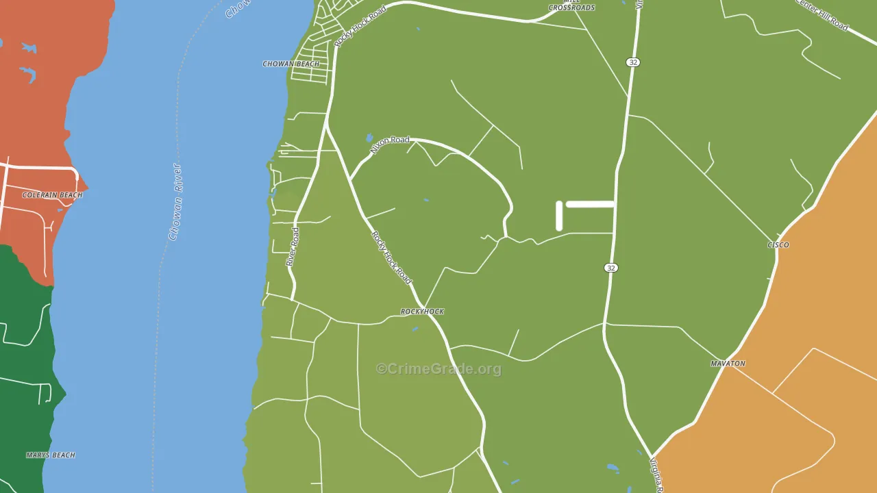 Rockyhock, NC Map of Theft Rates