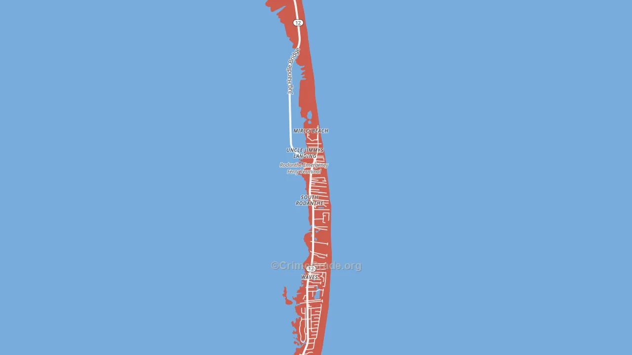 Rodanthe, NC Map of Theft Rates