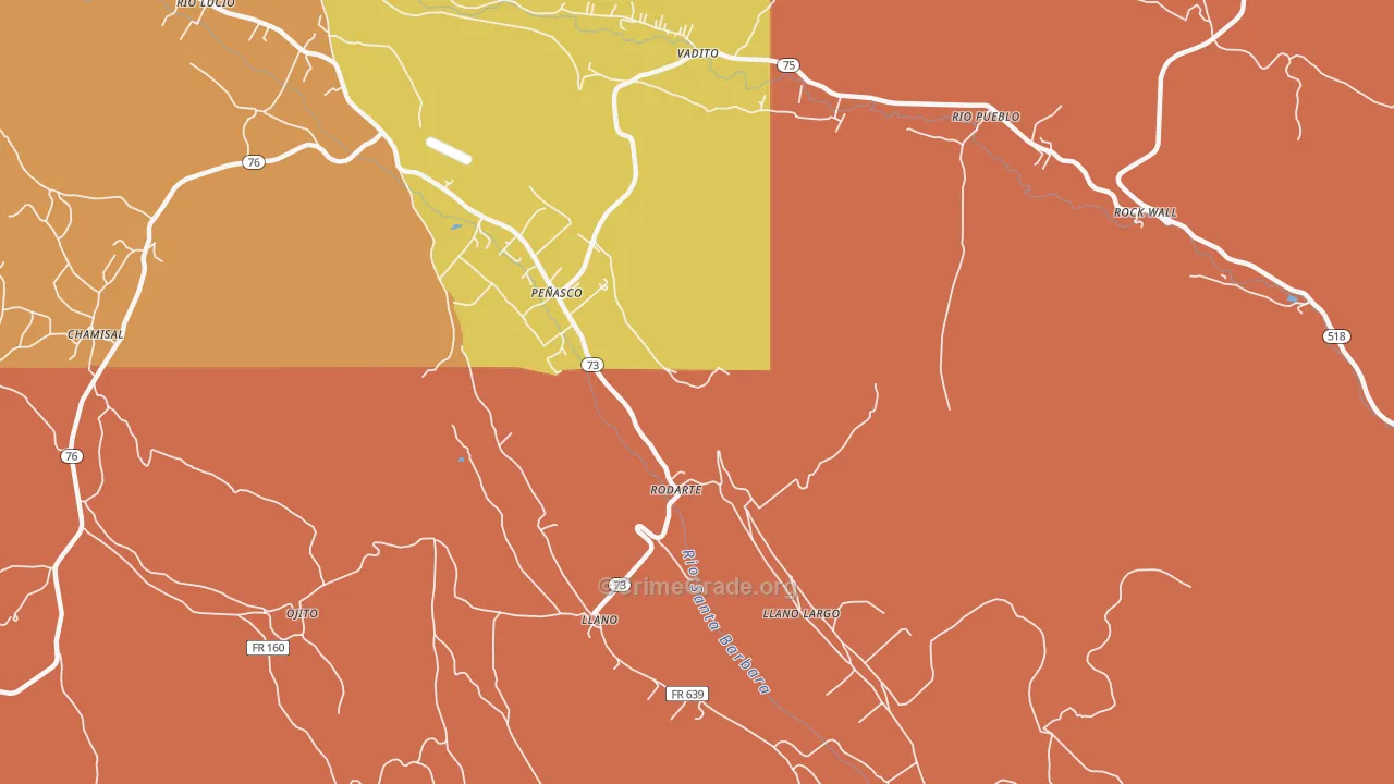 Rodarte, NM Map of Theft Rates