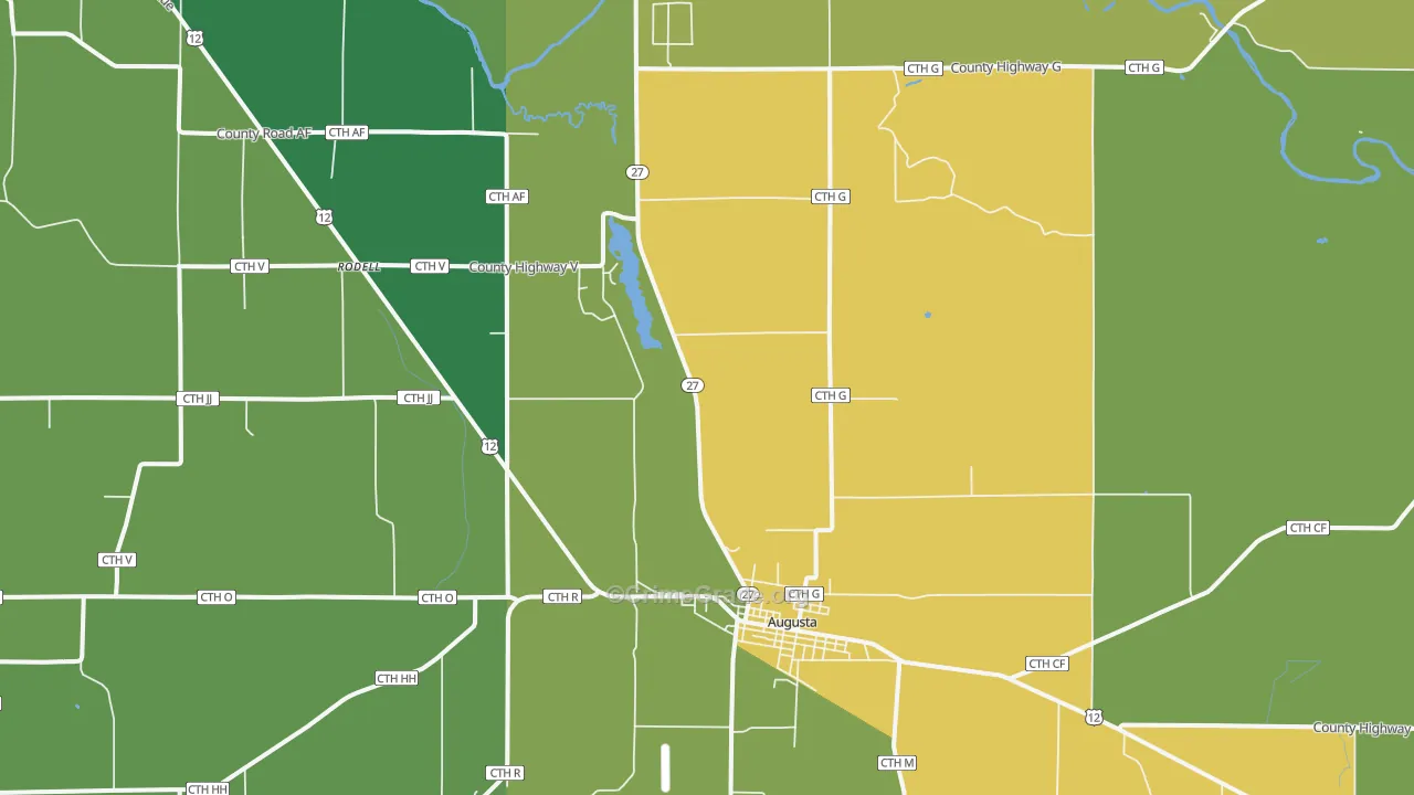 Rodell, WI Map of Theft Rates