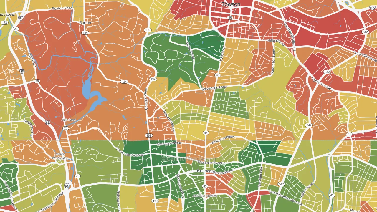Rodgers Forge, Towson, MD Map of Theft Rates