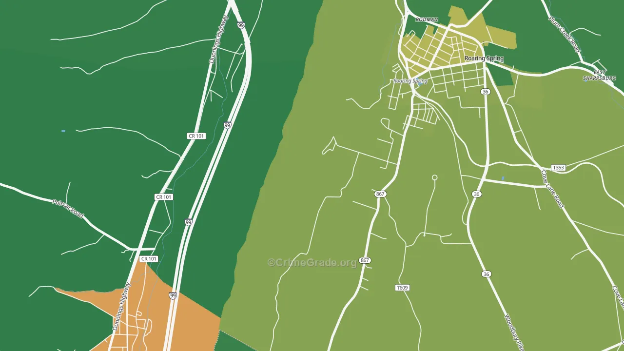Rodman, PA Map of Theft Rates
