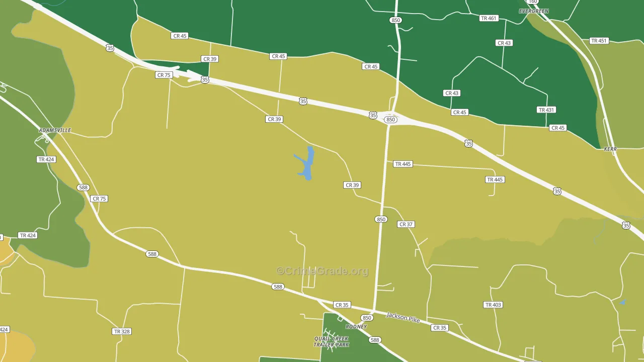 Rodney, OH Map of Theft Rates