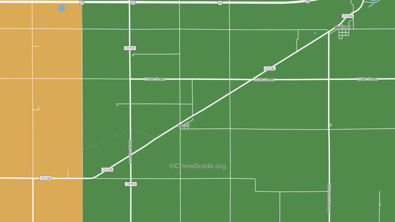 Roelyn, IA Map of Theft Rates